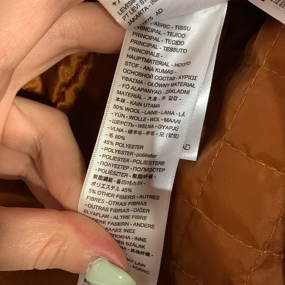 LEVIS GINGER WOOL SNAP FRONT TRUCKER VARSITY JACKET WOMENS SMALL OVERSIZED - Picture 4 of 7